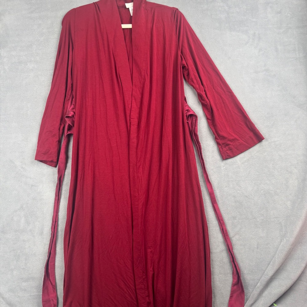 Frette 1860 Burgundy Modal Silk Trim Long Robe Made in Italy XS